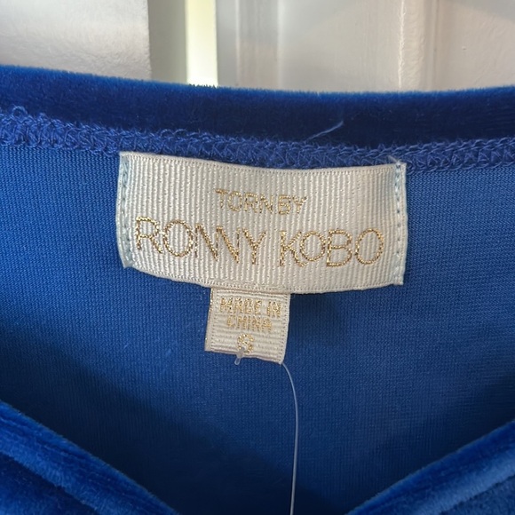 NWT Torn by Ronny Kobo Velvet Cut Out Crop in Electric Blue - Picture 5 of 8